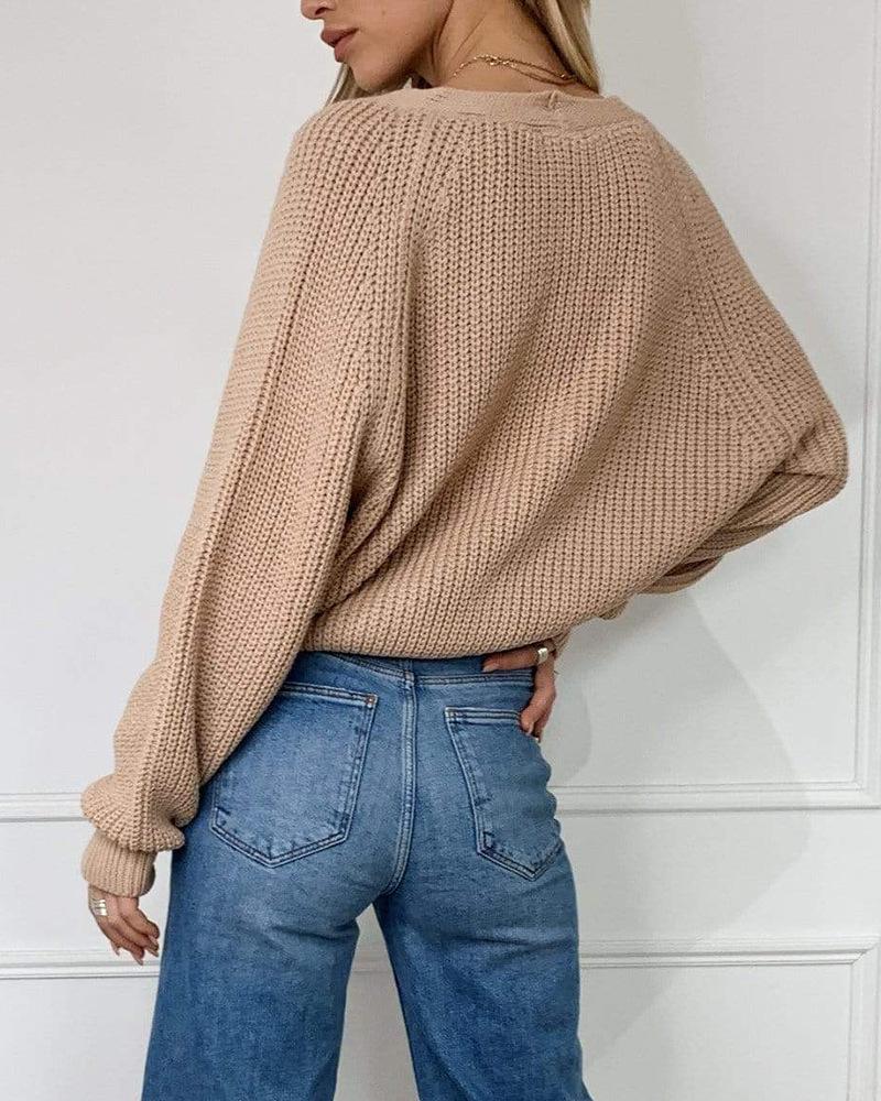 2023 Women's European & American V-Neck Knitted Cardigan - New Autumn/Winter Fashion