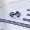 Dark Series Personality Trendy Cool Love Open Ring Irregular Inlaid Zircon Punk Retro High Sense Ring Woman