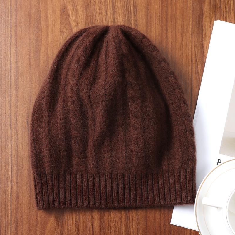 Chapeau en tricot 100% laine chaude unisexe pour l'automne et l'hiver - Casquette décontractée, anti-froid, polyvalente, ample pour l'extérieur