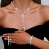 4PC Women's Fashion Geometric Necklace Earrings Bracelet Zircon Set Suitable for Wedding, Party, Festival Gifts-8604