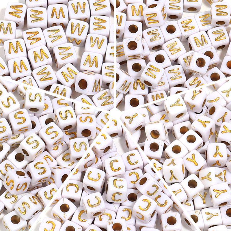 Colorful Acrylic Square Letter Beads - Large Hole English Alphabet Beads for DIY Projects