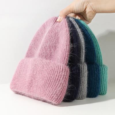 Long Rabbit Hair Knitted Hat Autumn And Winter Wool Hat Fashion Thickened Set Of Head Hat Women's Hat