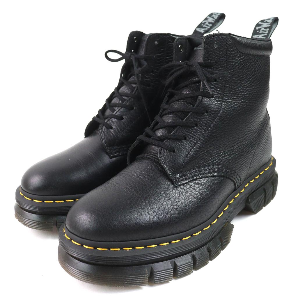 Excellent Dr.Martens Short Boots RIKARD POLISHED SMOOTH 8I 8-hole Black Leather Used