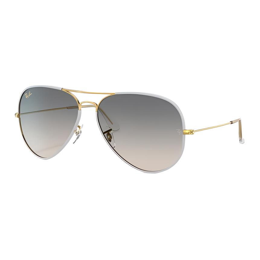 RayBan Color-blocking styling design Metallic aviator sunglasses Unisex Couple Gold