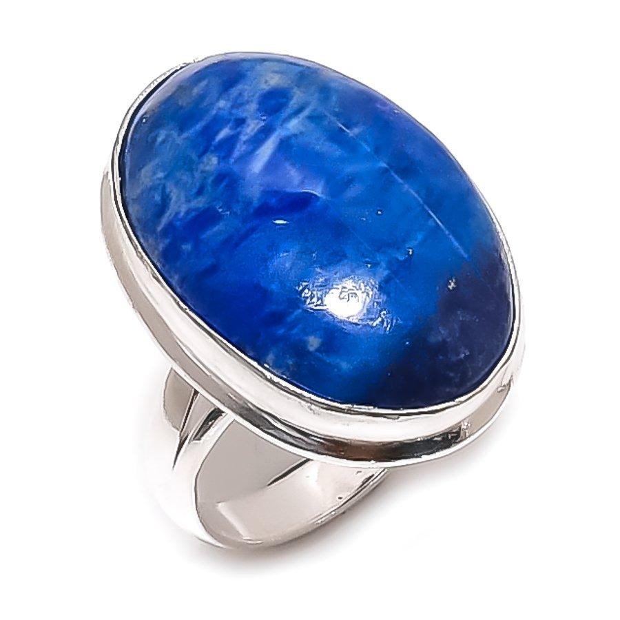 Lapis Lazuli Gemstone Handmade 925 Sterling Silver Jewelry Ring Size 8.5 Q8c79