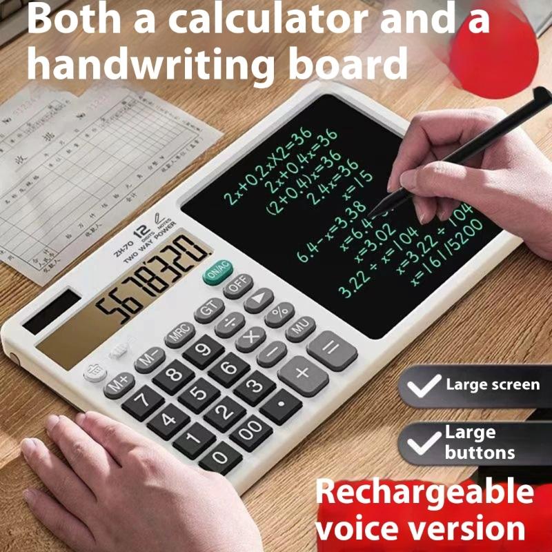 Rechargeable Calculator And Writing Tablets Big Screen Double Energy Silents Portable For Work Study