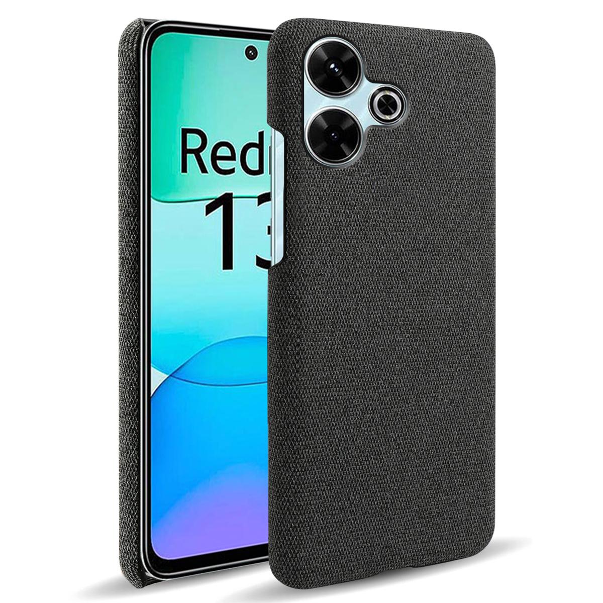 

For Xiaomi Redmi 13 4G Case Cloth Texture Anti-Scratch Protective PC Phone Cover Black
