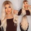 HENRY MARGU Long Wavy White Blonde Platinum Ombre Synthetic Wigs Natural Cosplay Wigs for Women Middle Part Wig Heat Resistant