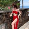 Bikini Swimsuit Feminine Split Red Three-piece Beach Play