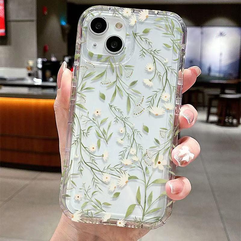 

White Flower Branches & Leaves Aesthetic iPhone Case for 12-17 Series & 11 iPhone 17 Pro Max