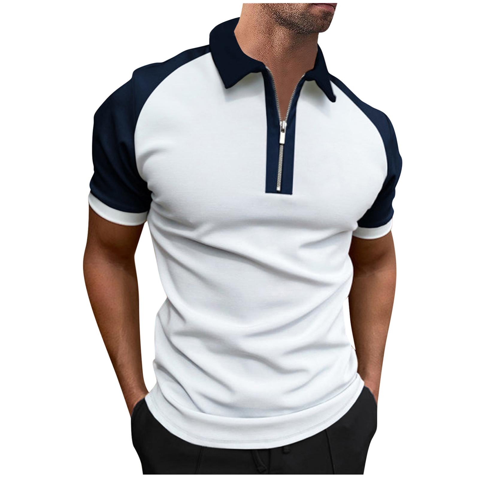 

Мужская летняя мужская рубашка для гольфа с короткими рукавами, приталенная модная дышащая мужская рубашка для гольфа XXL тёмно-синий