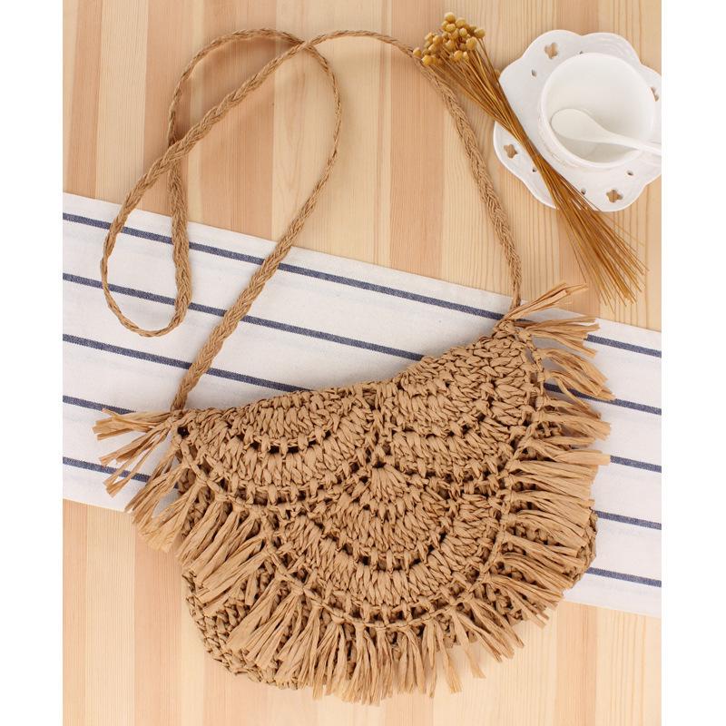 

Handmade Crochet Tassel Woven Bag - Versatile Beach & Casual Tote for Ladies верблюд