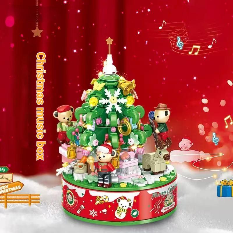 Christmas Tree Music Box Building Blocks Toys Kit, Christmas Toy Model Assembly Ornaments, Children'S Holiday Toy Gift