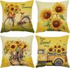 Spring Summer Pillow Covers Set Of 4 Floral Throw Pillow Covers Hello Sunshine Flower Cushion Covers Square Soft Pillow Cases