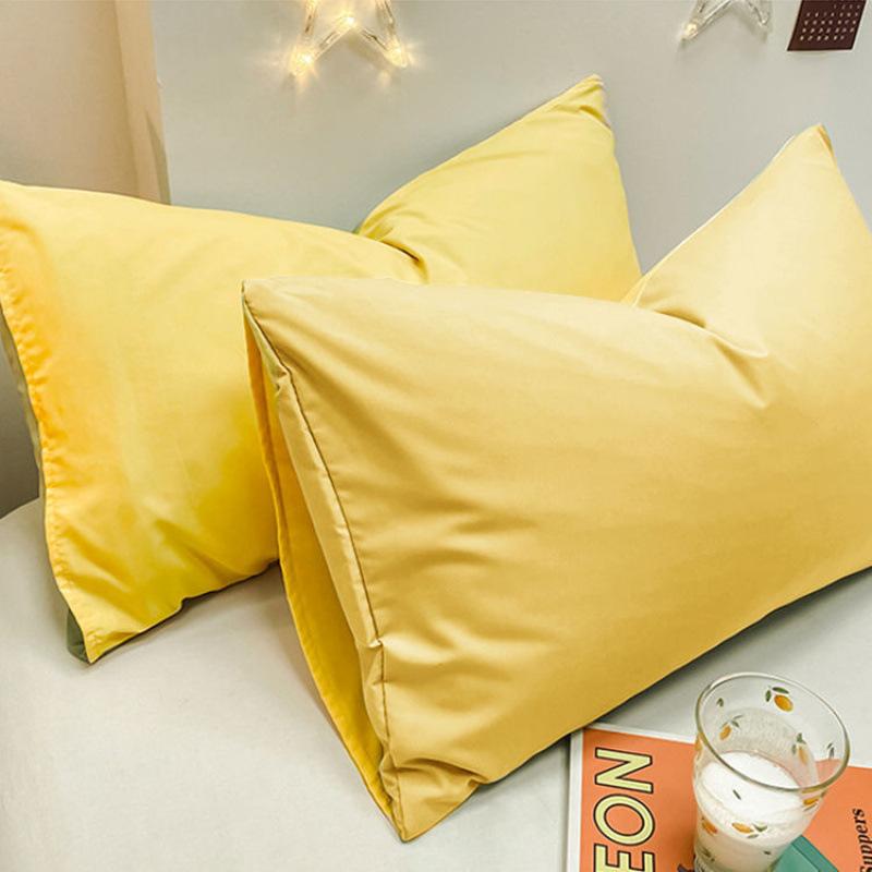 Washed Cotton Brushed Solid Pillowcases - Pair 48x74, Simple Design