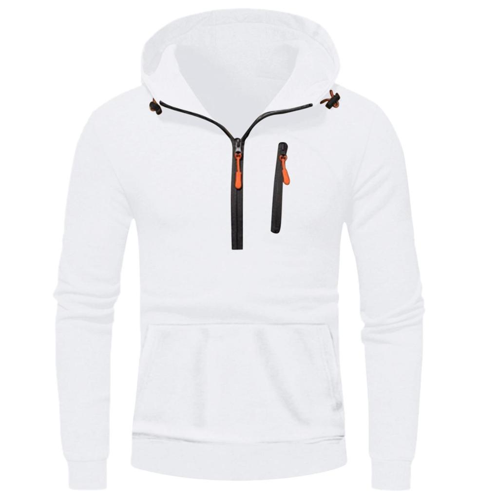 2025 Men's Casual Hooded Pullover Zipper Long Sleeve Sports Sweatshirt for Spring and Autumn