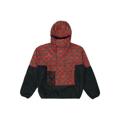Color-Block Spliced Fleece-Lined Zipper Sport Pullover Hoodie Men Tops Fescue-Red CK3107-010