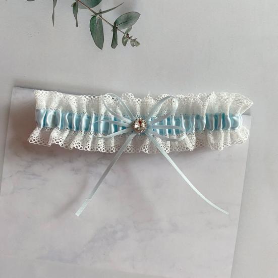 Lace Wedding Garter Faux Pearls Bowknot Floral Lace Garter Stretch Leg Garter Belt Bride Accessories for Women