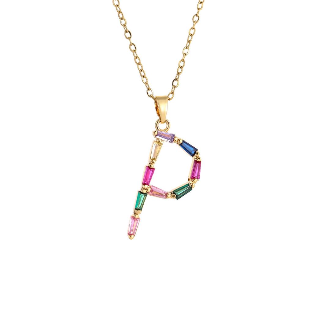 Ladies' Diamond & Colored Gemstone Metal Necklace, Heavy Craftsmanship Premium Design Initial Necklace, Gift for Women, Holiday Present, Party Jewelry