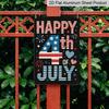 2D Flat Happy 4th of July Aluminium Sign Vintage Independence Day Metal Sign Patriotic Print Aesthetic for Garden Yard Bar Porch Home Bedroom Kitchen
