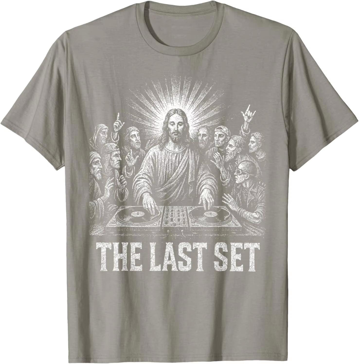 

Jesus Last Set Rave Men s T-Shirt 100_Cotton Unisex O-Neck Short Sleeve Oversized Y2k Popular Fashio Y2k Short Sleeves Classic XXXL