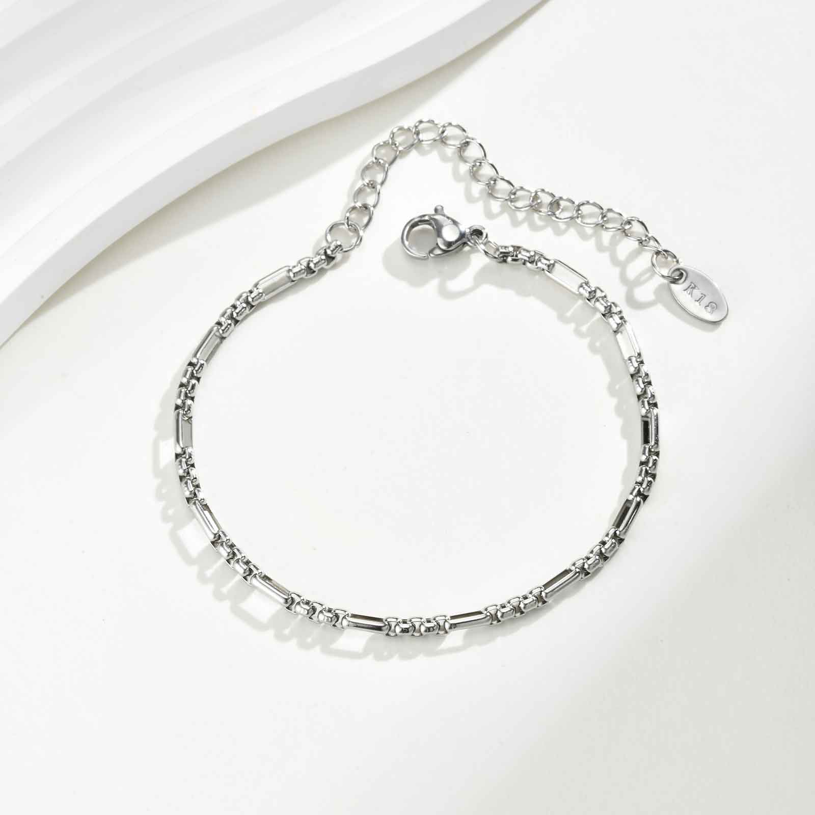 

Minimalist Square Chain Bracelet for Women,Stainless Steel Waterproof Link Bracelets,Fashion Jewelry Gifts