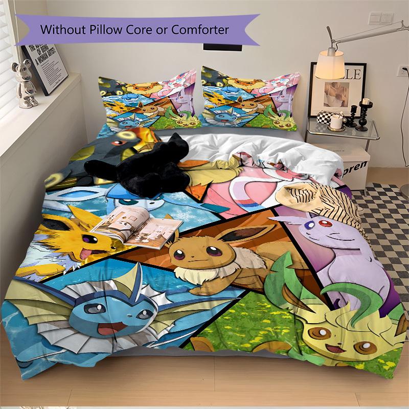 3pcs Pokemon Bedding Set. Soft and Comfortable with No Core Included (1x Duvet Cover + 2x Pillow Covers) Yy251010122