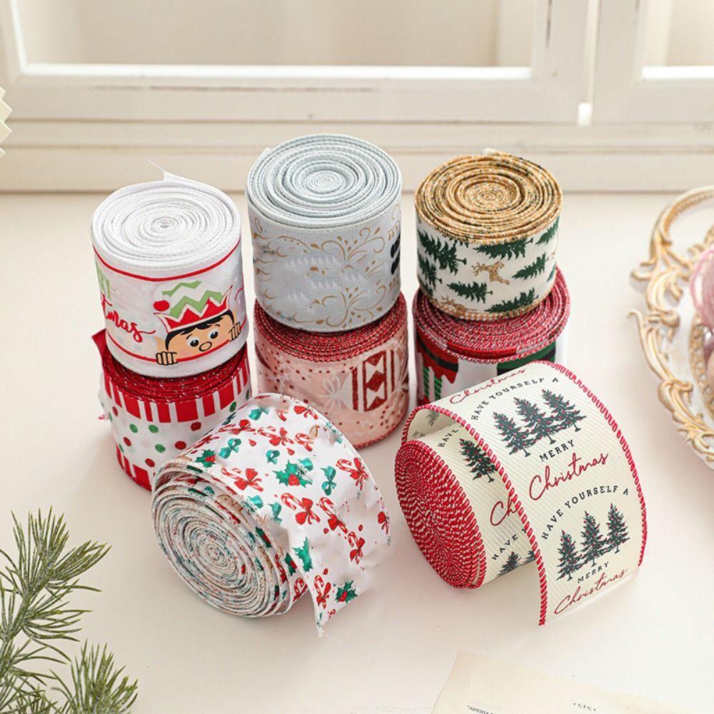 Christmas Tree Christmas Ribbons Deer Pattern Gift Packing Ribbons  Craft Supplies