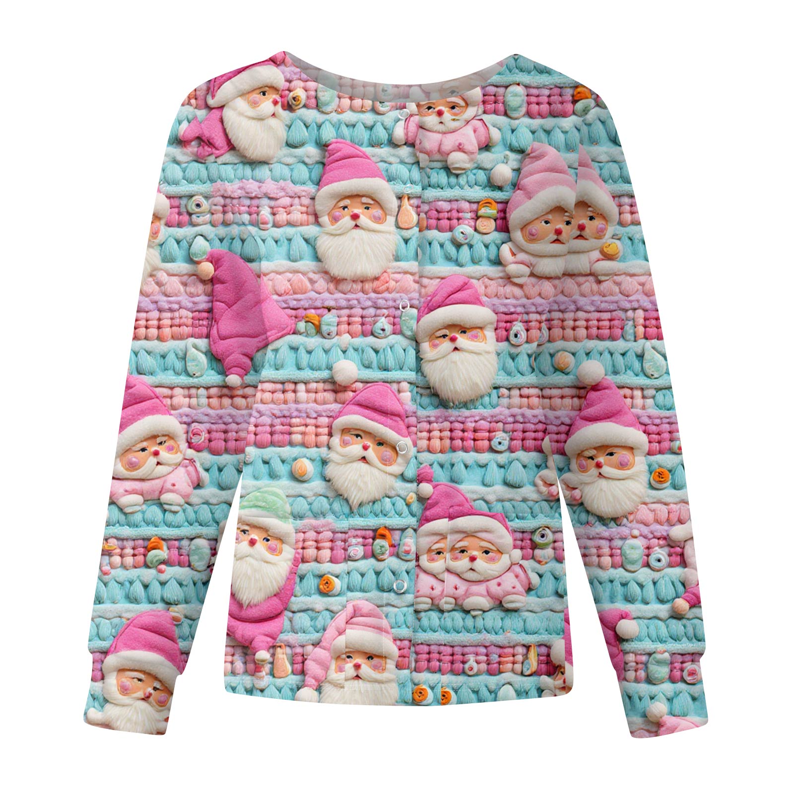 

Женская повседневная модная куртка с длинными рукавами и на одной пуговице с рождественским принтом XL розовый