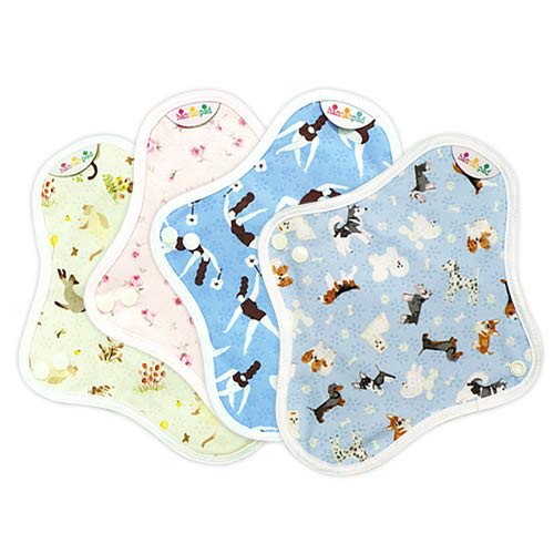 Hanna Pads, Small, Set of 4, Non-Slip, 21cm, Organic Cloth Sanitary Napkins, Random Pattern