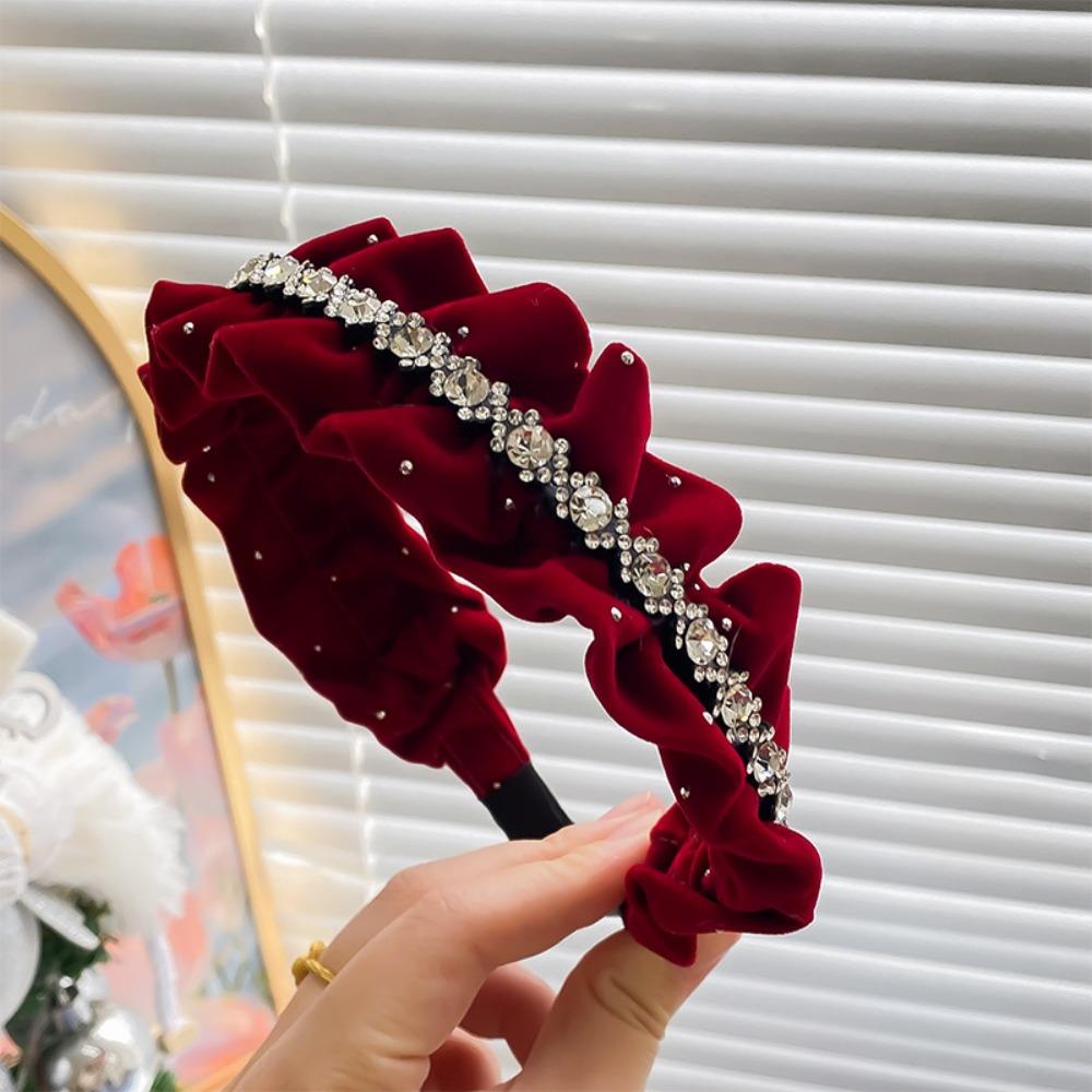 Elegant Shiny Rhinestone Headband French Style Women Sequin Hairband  Banquet