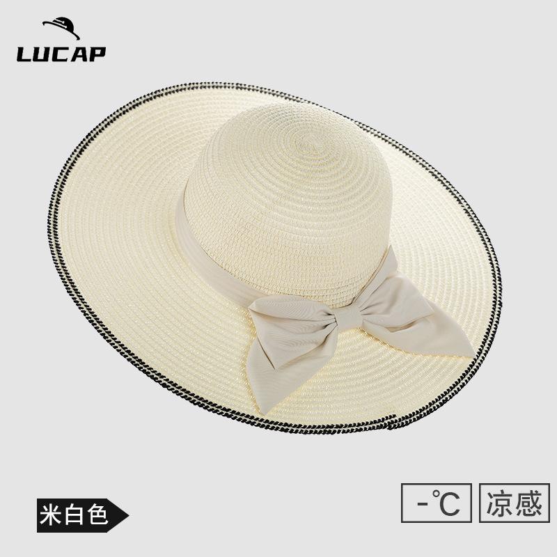 

Весна новая шляпа женская уличная солнцезащитная шляпа летняя дорожная пляжная шляпа с большими полями соломенная шляпа с лентой солнцезащитная шляпа Adjustable