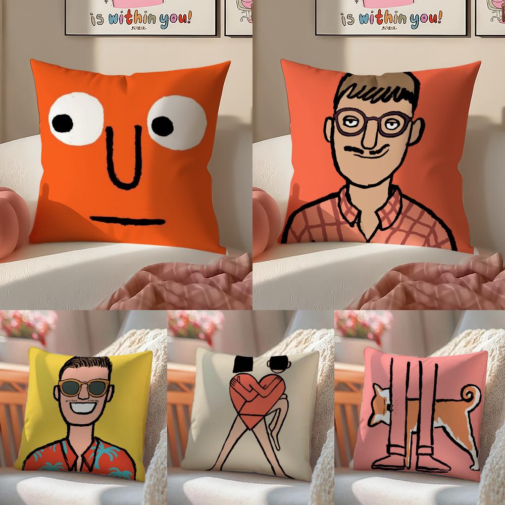 Fashion Art JJeanJullien Cushion Cover Pillowcase Short Plush Invisible Zipper Room Sofa Cushion Cover