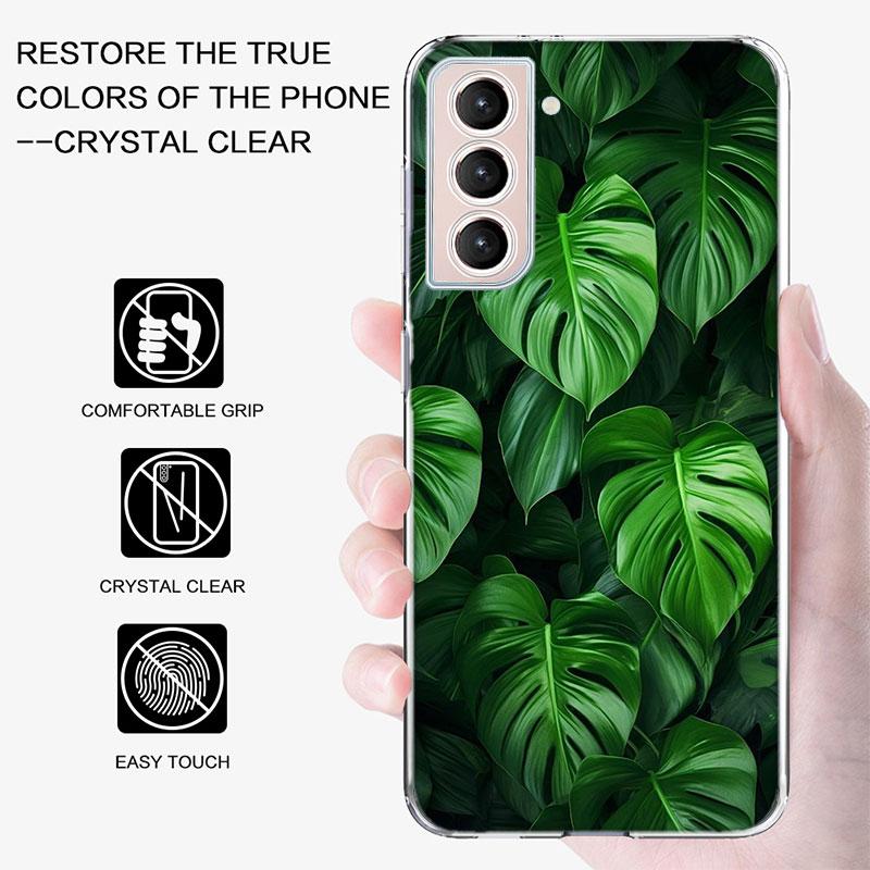 Botanical Background Phone Case For Samsung Galaxy S25 Edge S24 S23 FE S21 S20 S10 Plus S22 S26 Ultra Cover Clear Cases TPU Capa