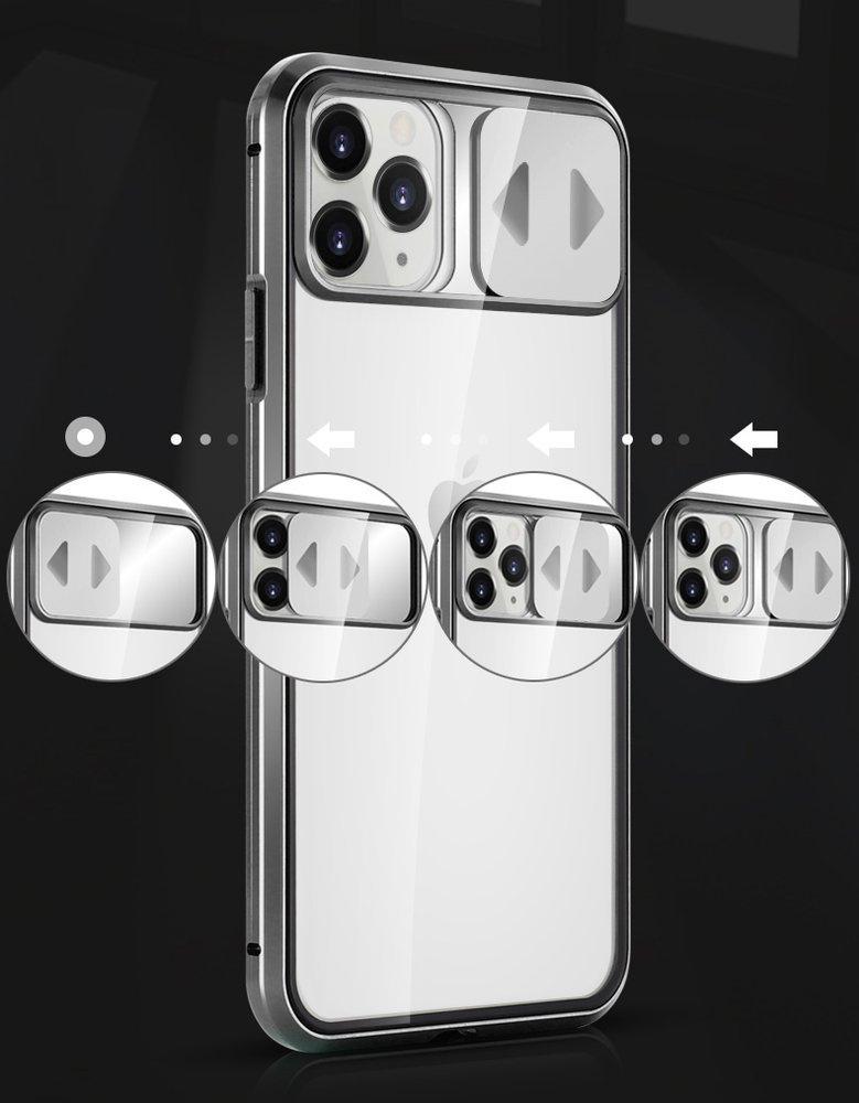 Wozinsky 360° Magnetic Cam Slider Case with Screen Glass & Camera Protection for Huawei P40 - Black