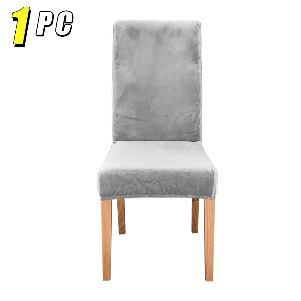 1/4pcs Velvet Chair Covers Dining Room Elastic Soft Seat Cover Solid Color Dustproof Furniture Protector Restaurant Banquet Home