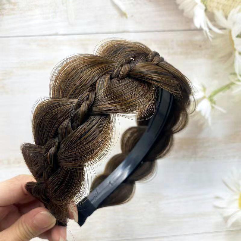 Braided Headband with Fishbone Fill, Women's New Style, Luxurious Feel, Human Hair Look, Crown-Height Boost, Gourd Braid, Handmade Woven Design.