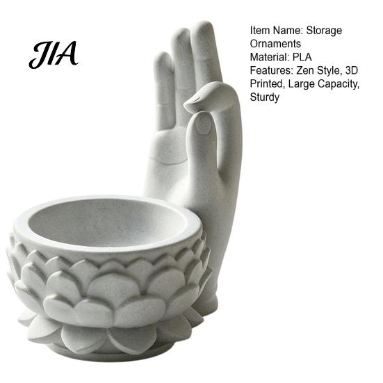 Office Desk Organizer 3D Printed OK Buddha Hand Lotus Flower Pot, Zen Style Mini Planter, PLA Statue Desktop for Succulents Jewelry, Creative
