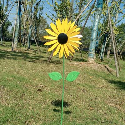 75cm Sunflower Windmill Metal Rotating Sunflower Wind Spinner With Stake Standing Lawn Flower Pinwheel Outdoor Garden Decor
