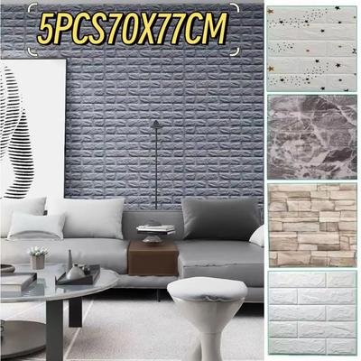 5 ks 3D samolepicí pěnová nástěnná samolepka Vodotěsná Dekorace ložnice Domácí Dekorace DIY Imitace cihlové tapety pro Dekoraci obývacího pokoje