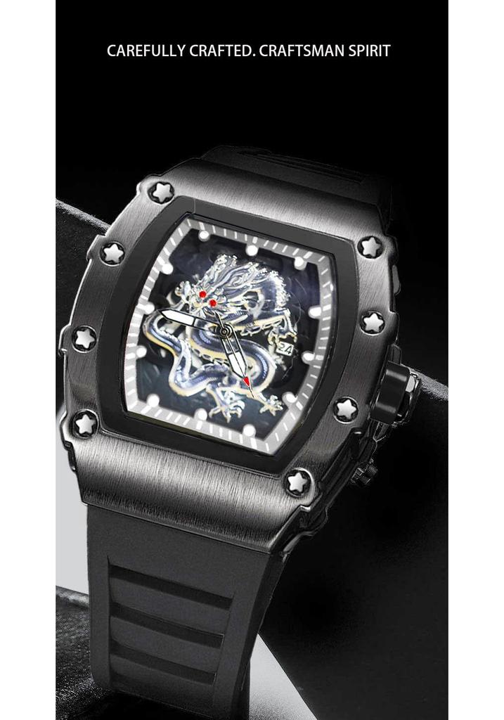 New Richard Domineering Silver Dragon Luminous Waterproof Men's Wristwatch