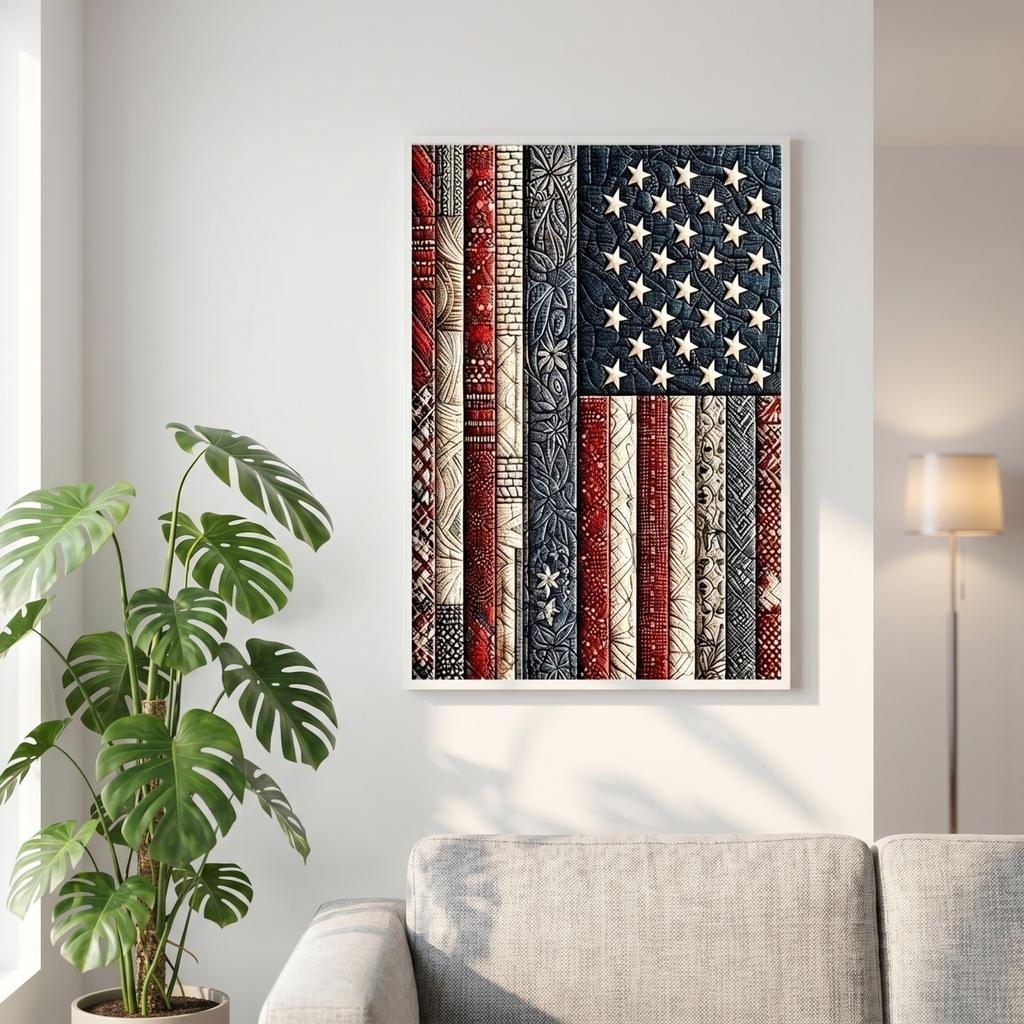 Kit Pittura Diamante 5D Fai da Te Design Bandiera Americana Trapano Completo Ricamo Artigianato Arte da Parete 76 2x122cm per Decorazione Casa e Regalo