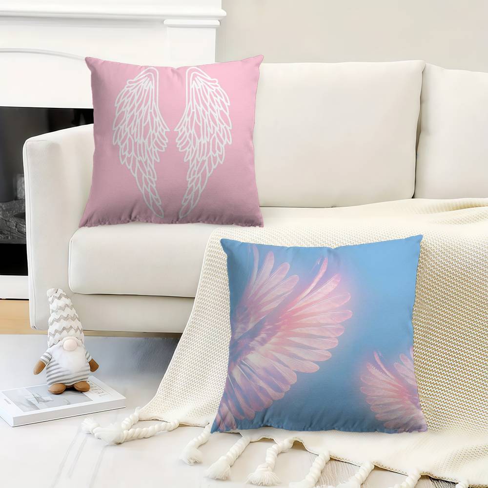 INS Wildflower Angel Baby Wings Cartoon Cushion Cover Car Throw Pillow Case For Sofa Car Christmas Gift