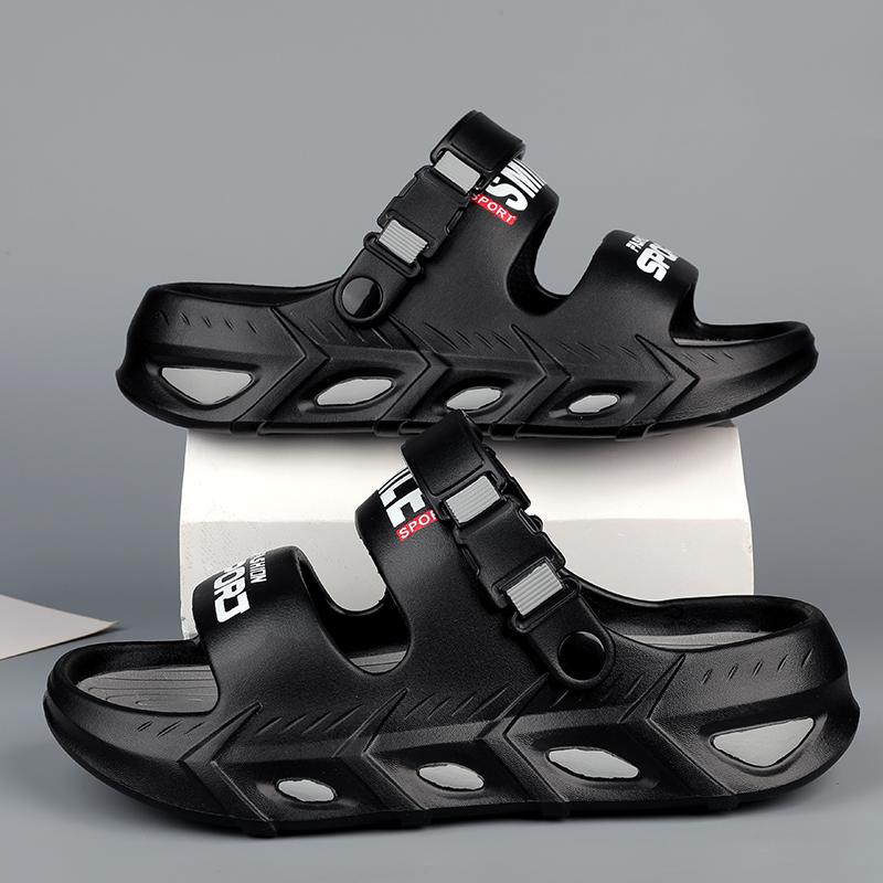 

Модные новые мужские уличные тапочки, пляжные сандалии, удобные шлепанцы, мягкие клоги, мужская повседневная обувь, садовая обувь, мужские пляжные сандалии 44-45 чёрный