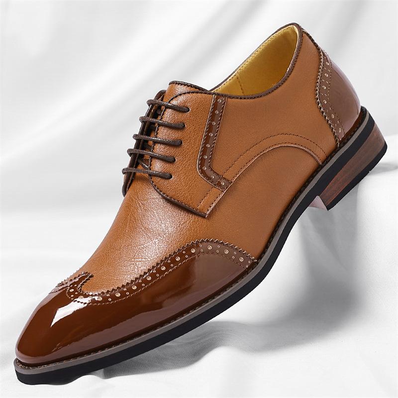 Men Brogue Carved Leather Shoes Fashion British Formal Man Dress Shoes Handsome Male Business Office No Slip Daily Leather Shoes
