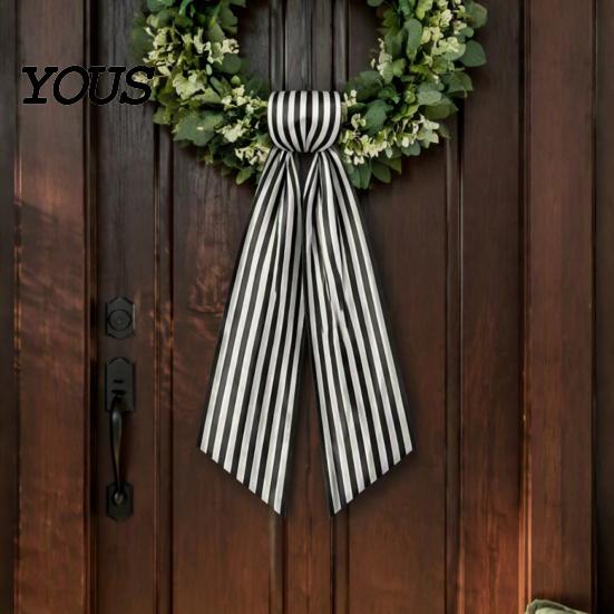 Gift Wrapping Decorative Bows Christmas Wreath Ribbon Bow Tie, Hanging Ornament, Farmhouse Garland Wall Ornaments Bowknot for Holiday Home Garden