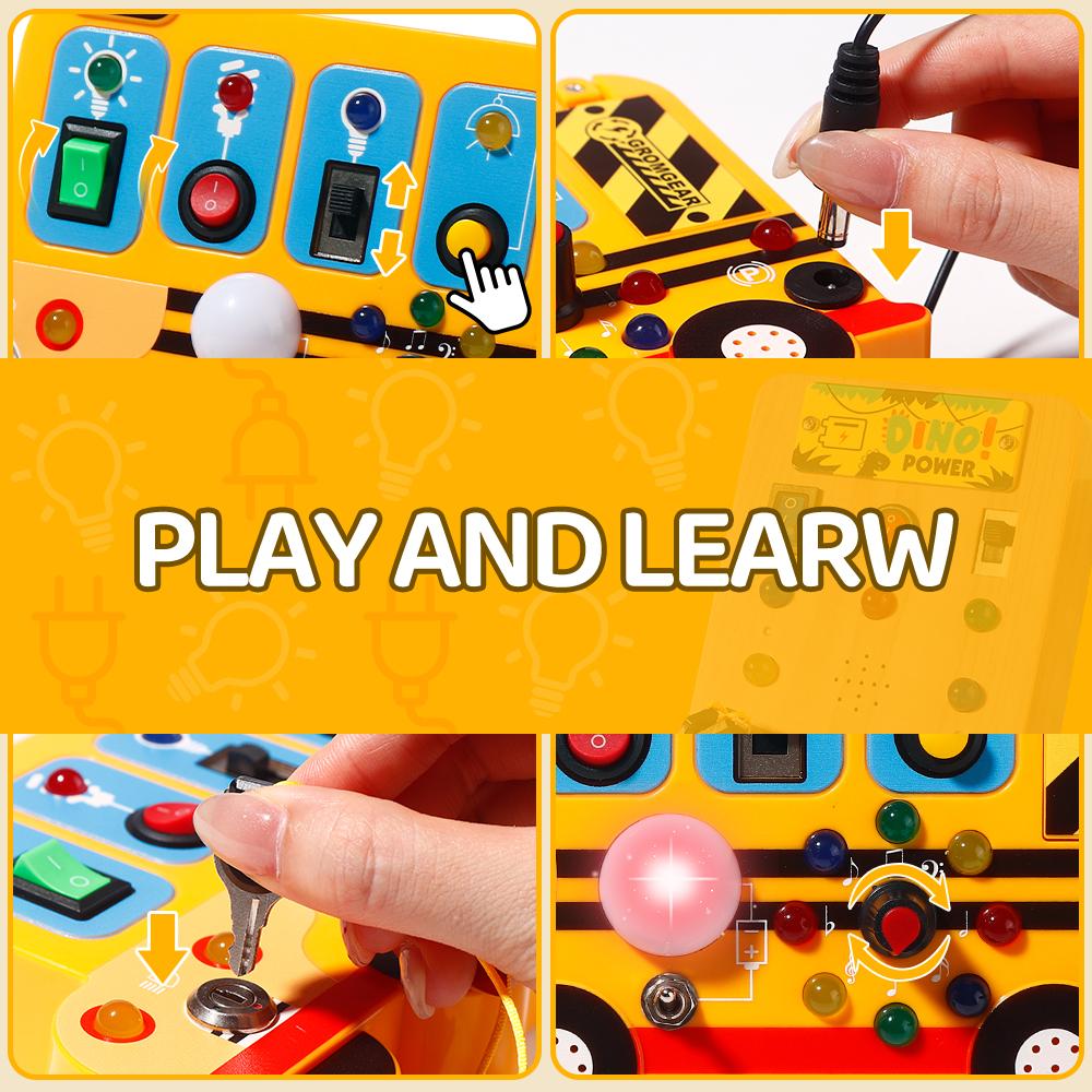 LED Light-Up Switch, Stress Relief Board Travel Toy, Montessori Activity Board, Bus Sensory Board Toy,