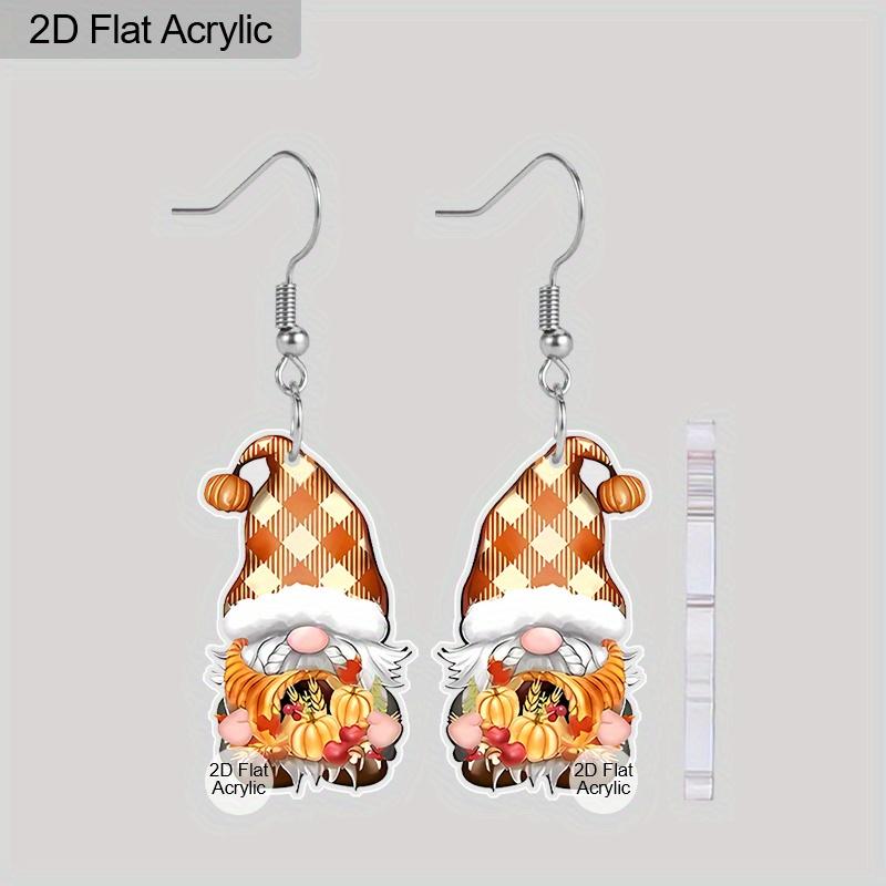 

2D Плоские Серьги Тыква Кленовый Лист на День Благодарения Красочные Серьги Кленовый Лист Тыква Гном для Женщин Креативные Осенние Праздничные Украшения