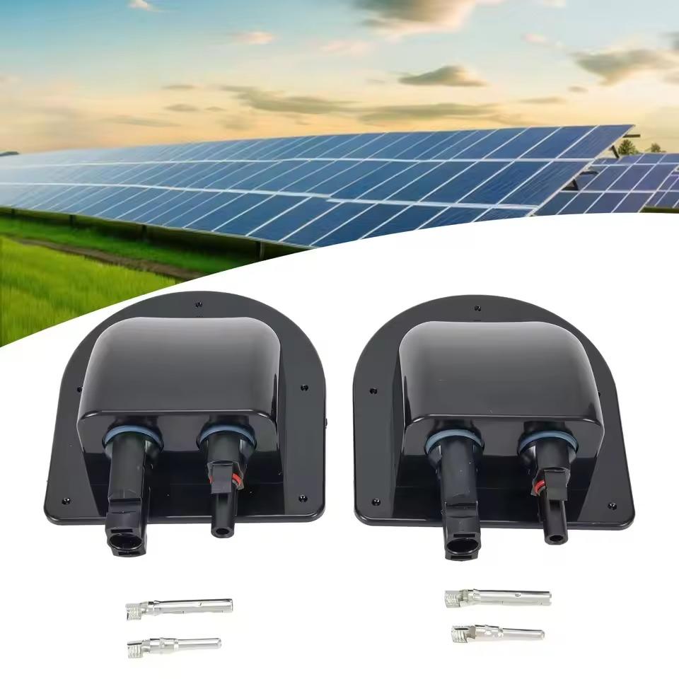 RV Double Wire Entry Gland Box Solar Panel Roof Wire Entry Gland Box Cable Motorhome White Double Hole RV Yacht Car Accessories