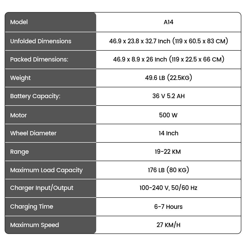 A14 Kids Electric Bicycles 14 Inch 500W Motor 36V5.2Ah Battery 20-22km Range Shock Absorption, Bluetooth LED Lights